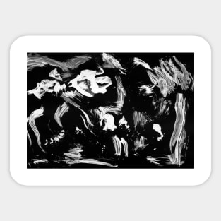 Monochrome abstract boho background with hand-painted  texture in black-white colors. Sticker